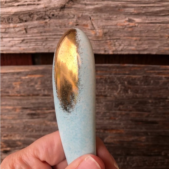 Vintage Cake server Blue & Gold Yellow rose H. Aynsley made in England Wedding🩵 - Picture 8 of 11